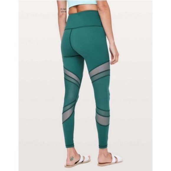 Lululemon Seek The Heat Tight Green Jasper Size 4 Mesh - Picture 3 of 10